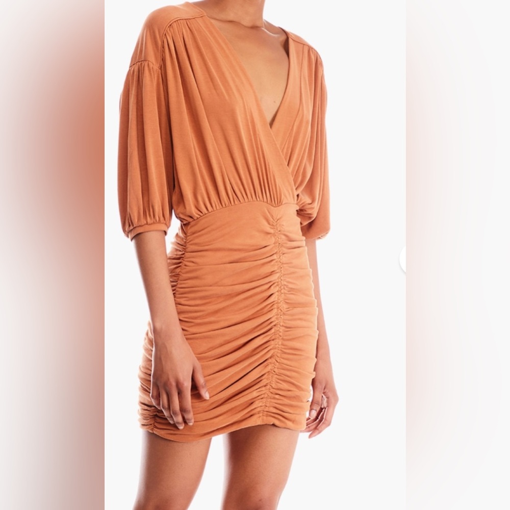 NWT  Forever 21 |Wrap Ruched Mini Dress/ color light brown